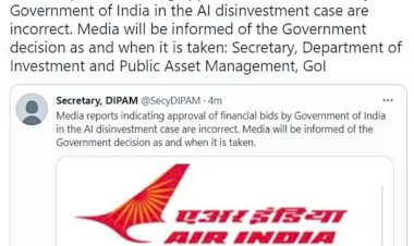 ಏರ್ ಇಂಡಿಯಾ ಹರಾಜಾಗಿರುವುದು ಸುಳ್ಳು: ಮಾಧ್ಯಮ ವರದಿ ತಪ್ಪು ಎಂದ ಸರ್ಕಾರ