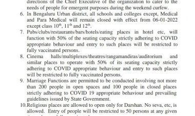 ರಾಜ್ಯದಲ್ಲಿ ವಿಕೇಂಡ್  ಕರ್ಪ್ಯೂ (ಸೆಮಿ ಲಾಕ್ ಡೌನ್ ) ಜಾರಿ