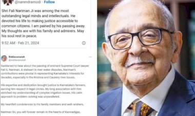 ಜಲ ವಿವಾದದಲ್ಲಿ ಕರ್ನಾಟಕದ ಪರ ವಕಾಲತ್ತು ವಹಿಸುತ್ತಿದ್ದ ವರ ವಕೀಲ ವಿಧಿವಶ - ಮೋದಿ, ಸಿದ್ದರಾಮಯ್ಯ ಸಂತಾಪ