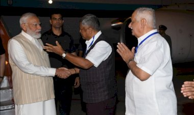 ಬೆಳಗಾವಿ : ಸಾಂಬ್ರಾ ವಿಮಾನ‌ ನಿಲ್ದಾಣಕ್ಕೆ ಆಗಮಿಸಿದ ಮೋದಿ