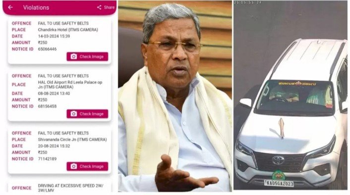 ಬೆಂಗಳೂರು: ಸೀಟ್‌ ಬೆಲ್ಟ್ ಧರಿಸಿದ ಸಿಎಂ - ಶೇ.50ರಷ್ಟು ರಿಯಾಯಿತಿ ಬಳಸಿ ದಂಡ ಪಾವತಿಸಿದ ಸಿಎಂ